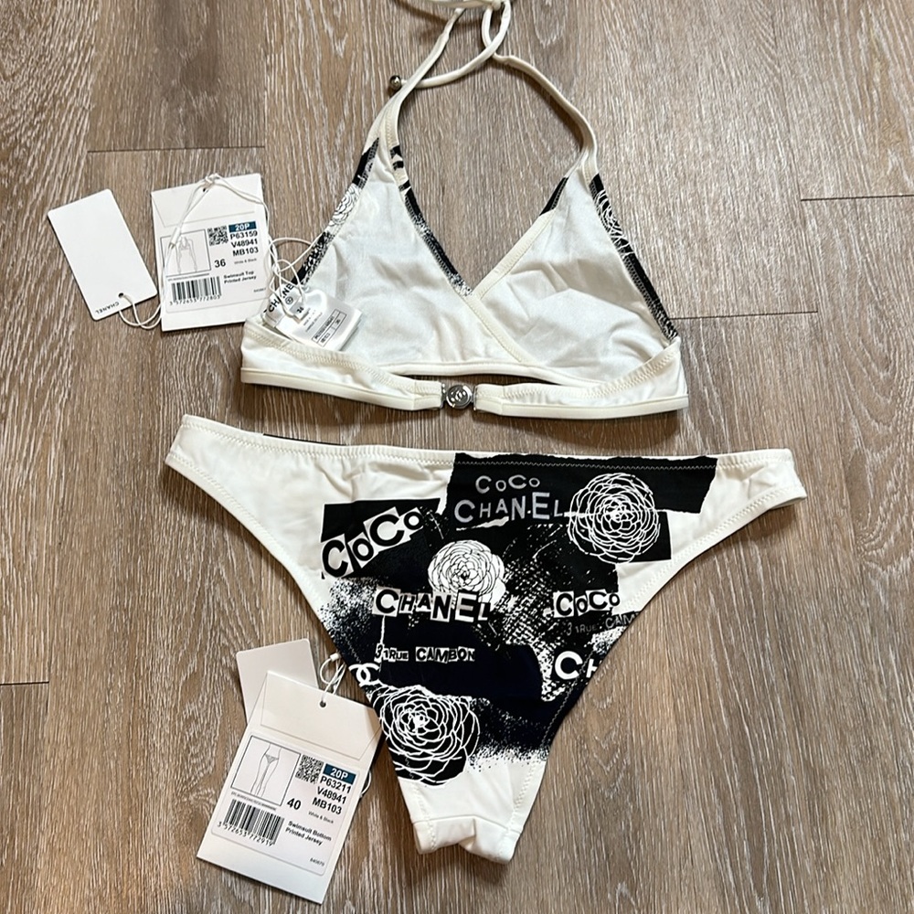 Chanel 20p Two Piece swimsuit Top 36 Bottom 40 - Picture 5 of 8